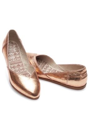 Toms Jutti Rose Gold Metallic Flat Shoes Size 9.5